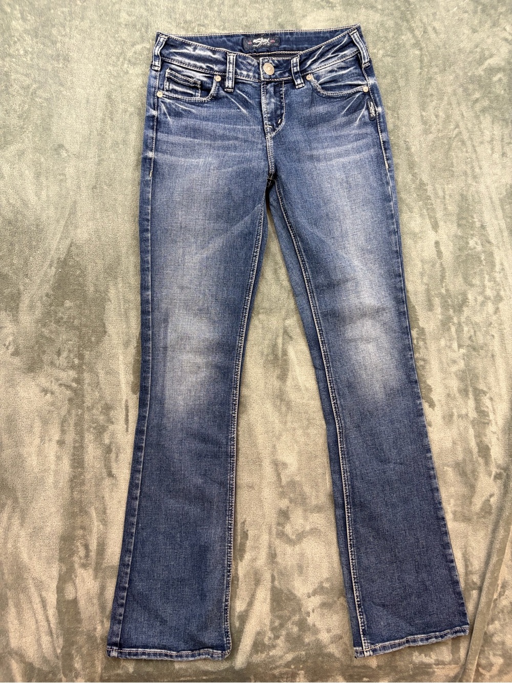 Silver Blue Denim Bootcut Jeans - Classic Stretch Fit 27/33